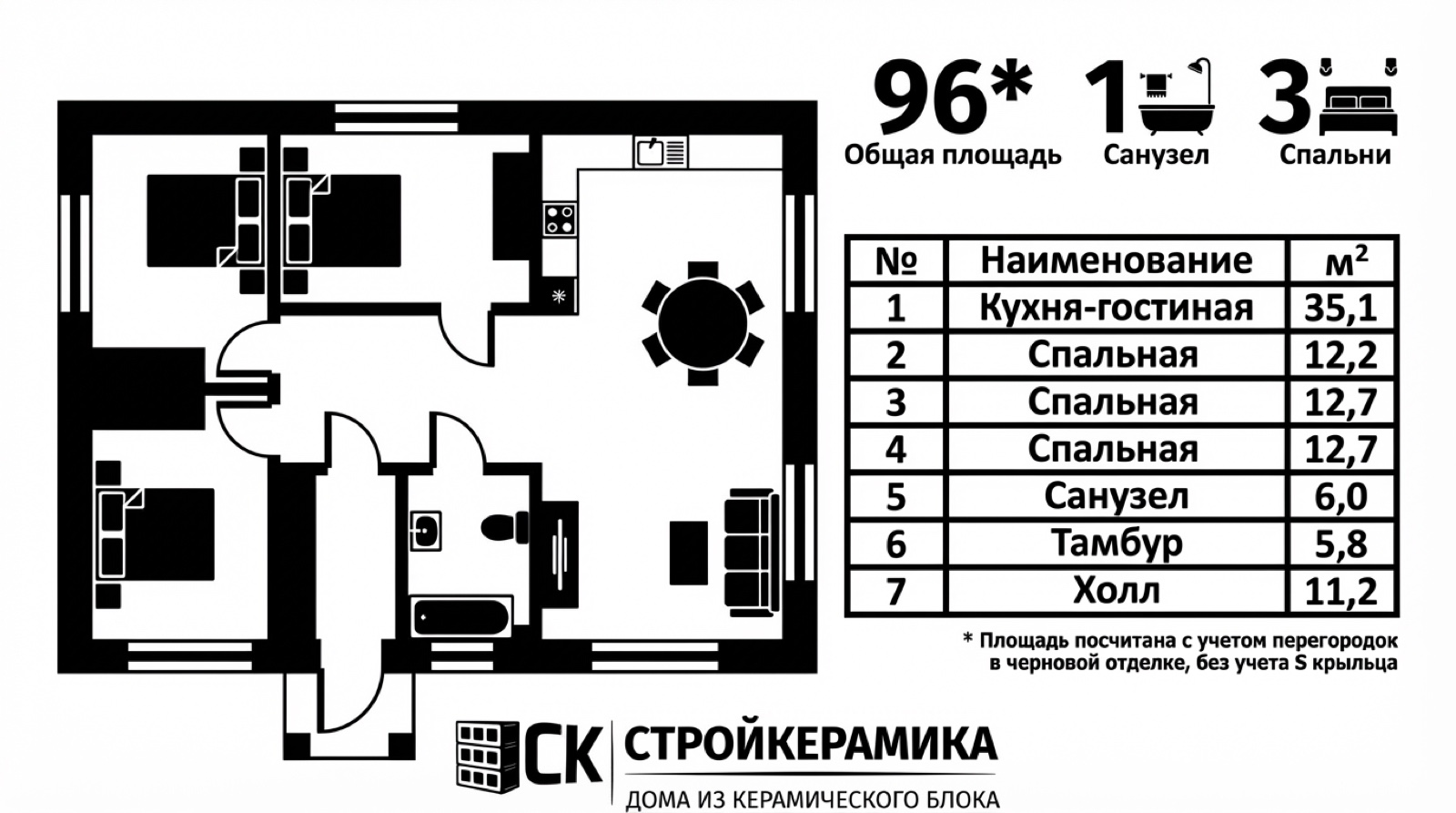 Планировка «Комфорт» 100 м²